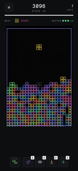 A run on a 24-wide board with glowing blocks.